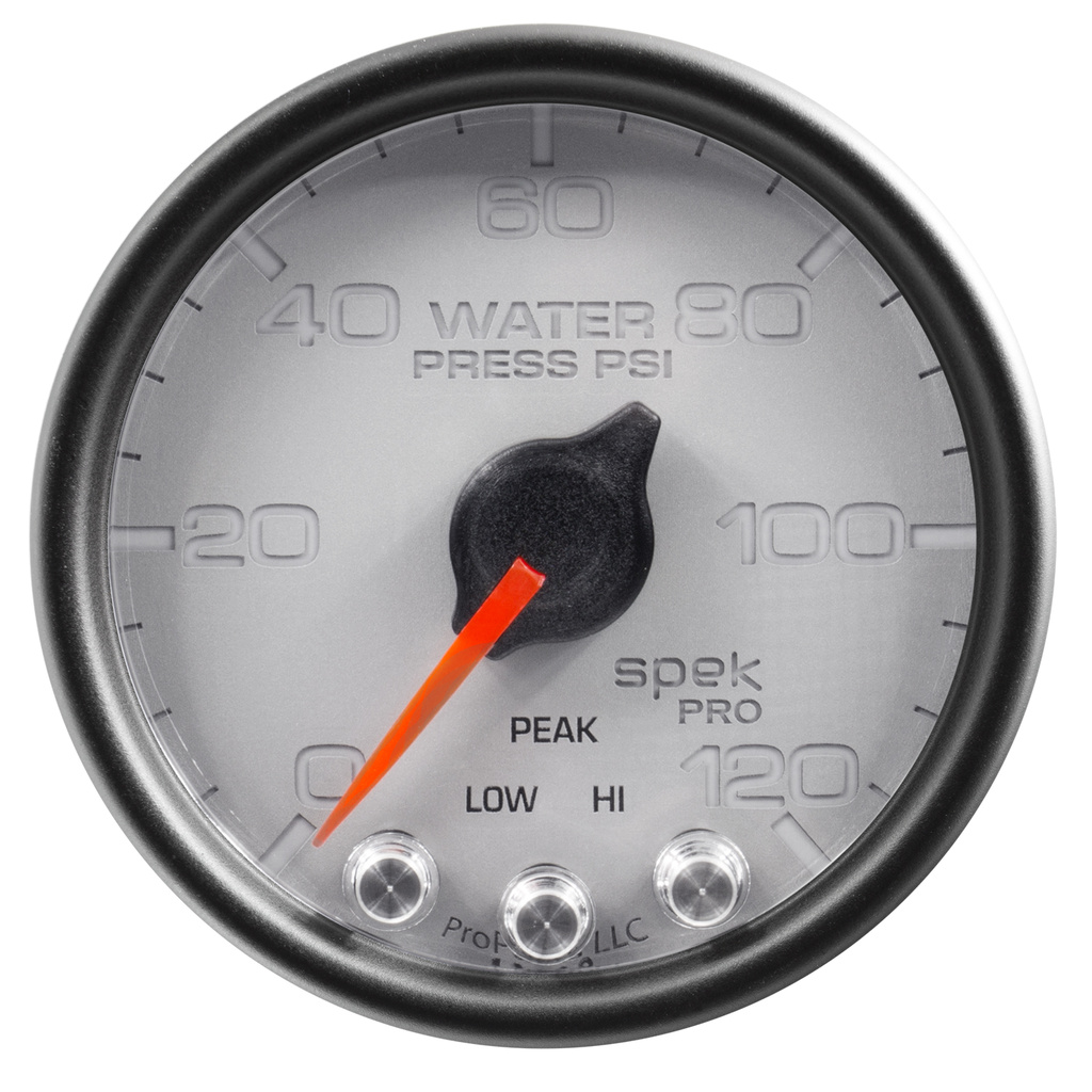 2-1/16" Water Pressure, 0-120 Psi, Spek-Pro, Silver/Black