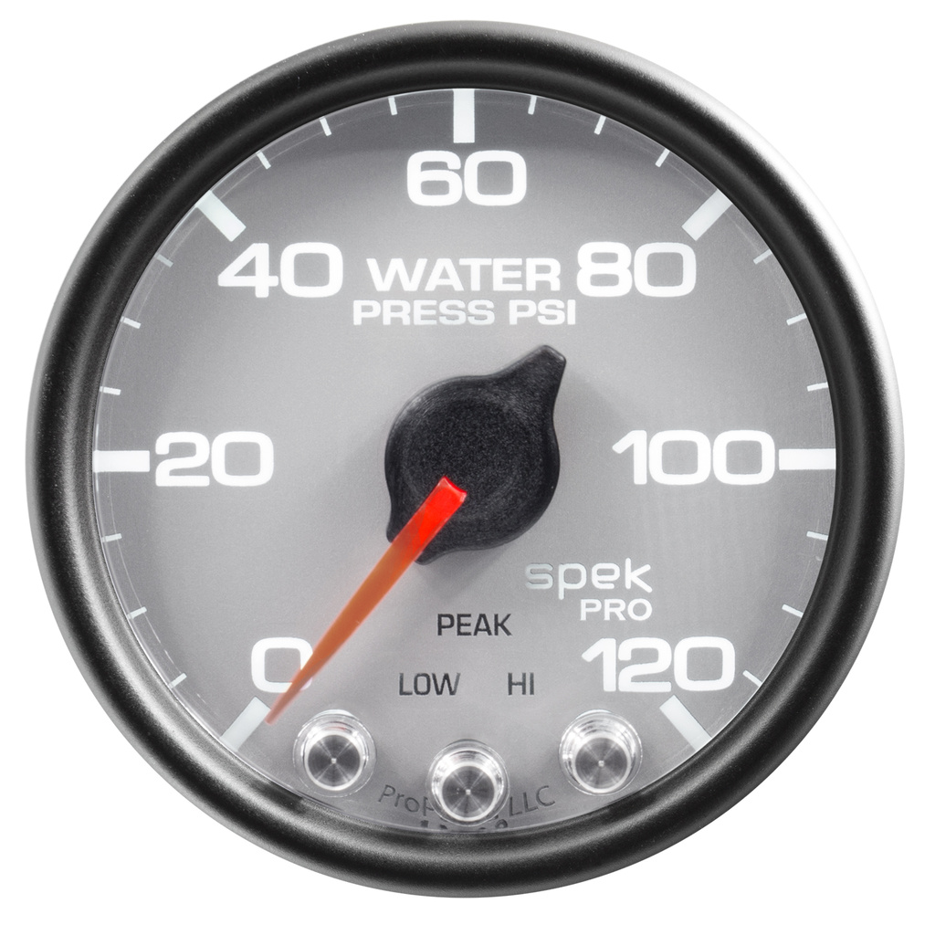 2-1/16" Water Pressure, 0-120 Psi, Spek-Pro, Silver/Black