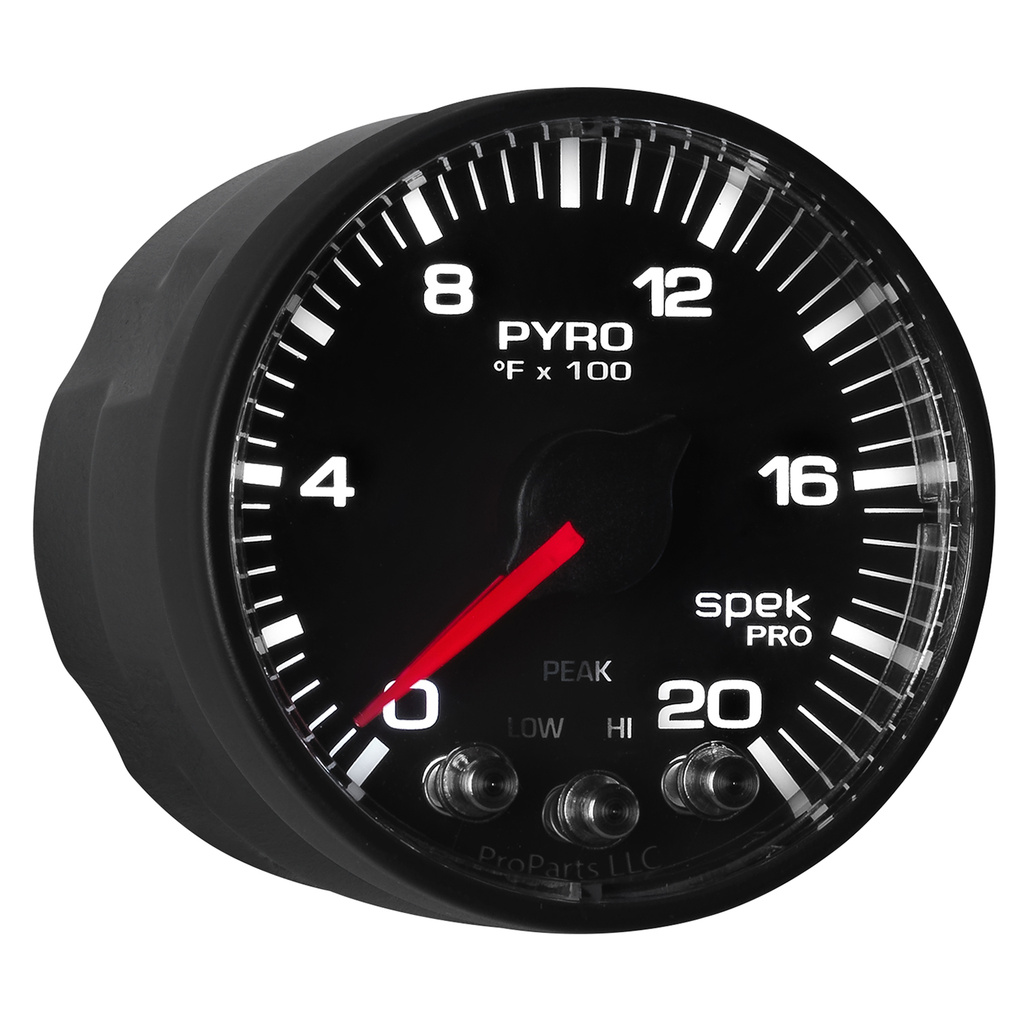 2-1/16" Pyrometer, 0-2000 °F, Spek-Pro, Black/Black