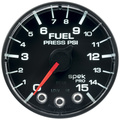 2-1/16" Fuel Pressure, 0-15 Psi, Spek-Pro, Black/Black, Ecu