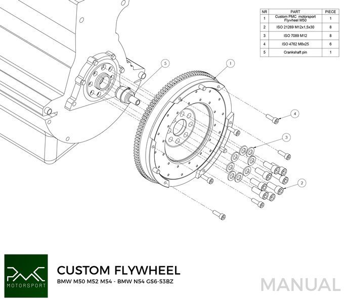 PMC Flywheel BMW M50 S50 M52 S52 M54 S54 - BMW N54 GS6-53BZ - 240mm 5700g / 12,9lb