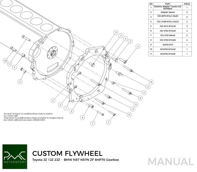 PMC Gearbox Adapter Plate Toyota JZ 1JZ 2JZ