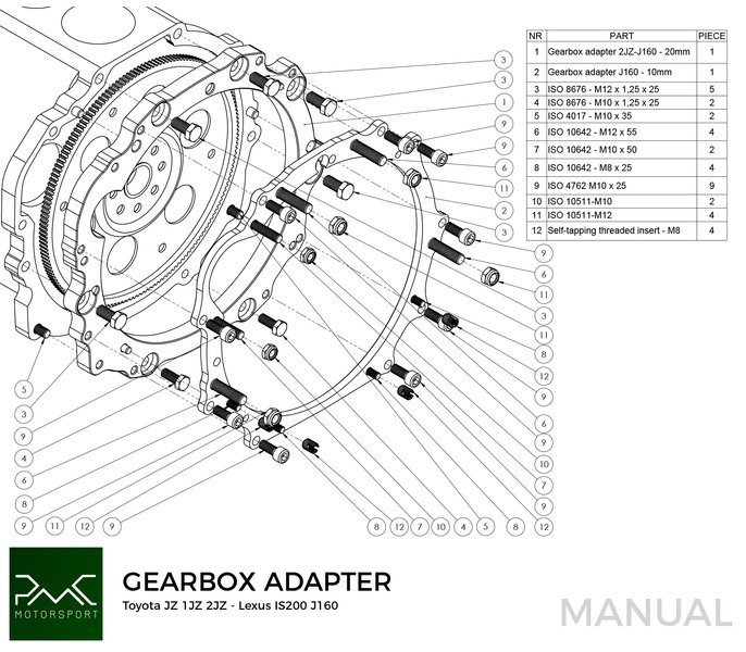 PMC Gearbox Adapter Plate Toyota JZ 1JZ 2JZ